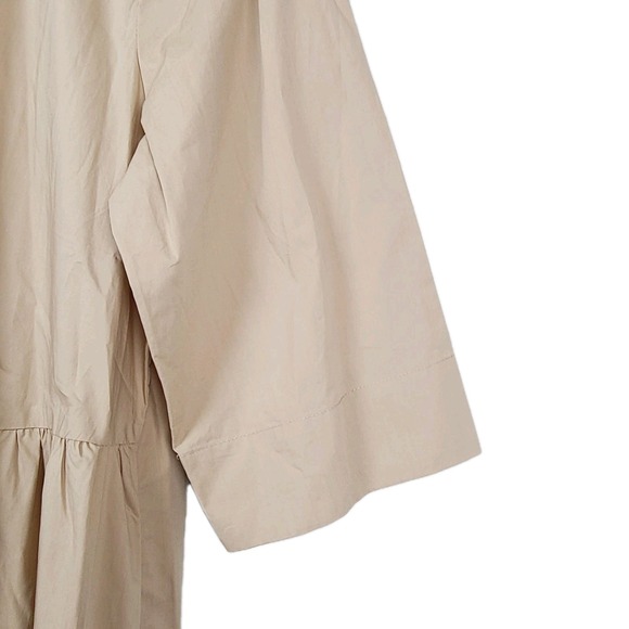 Masai Copenhagen Nydilla Dress 2XL Beige Cotton Tiered Midi Buttoned Shirt Dress - Picture 4 of 12